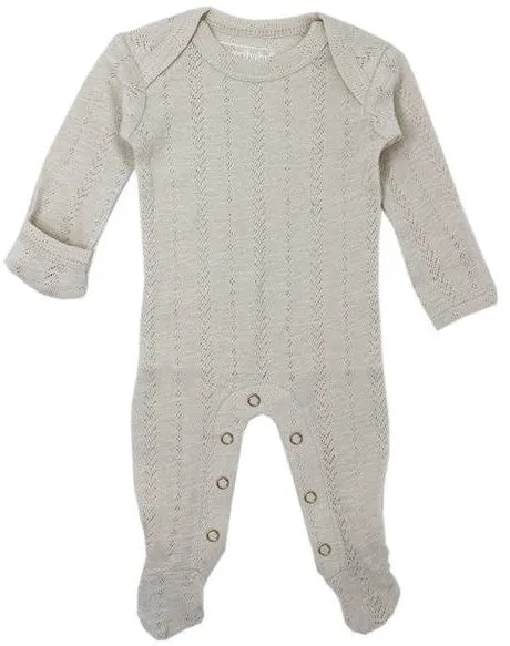 L'ovedbaby Pointelle Lap Shoulder Footie - Stone