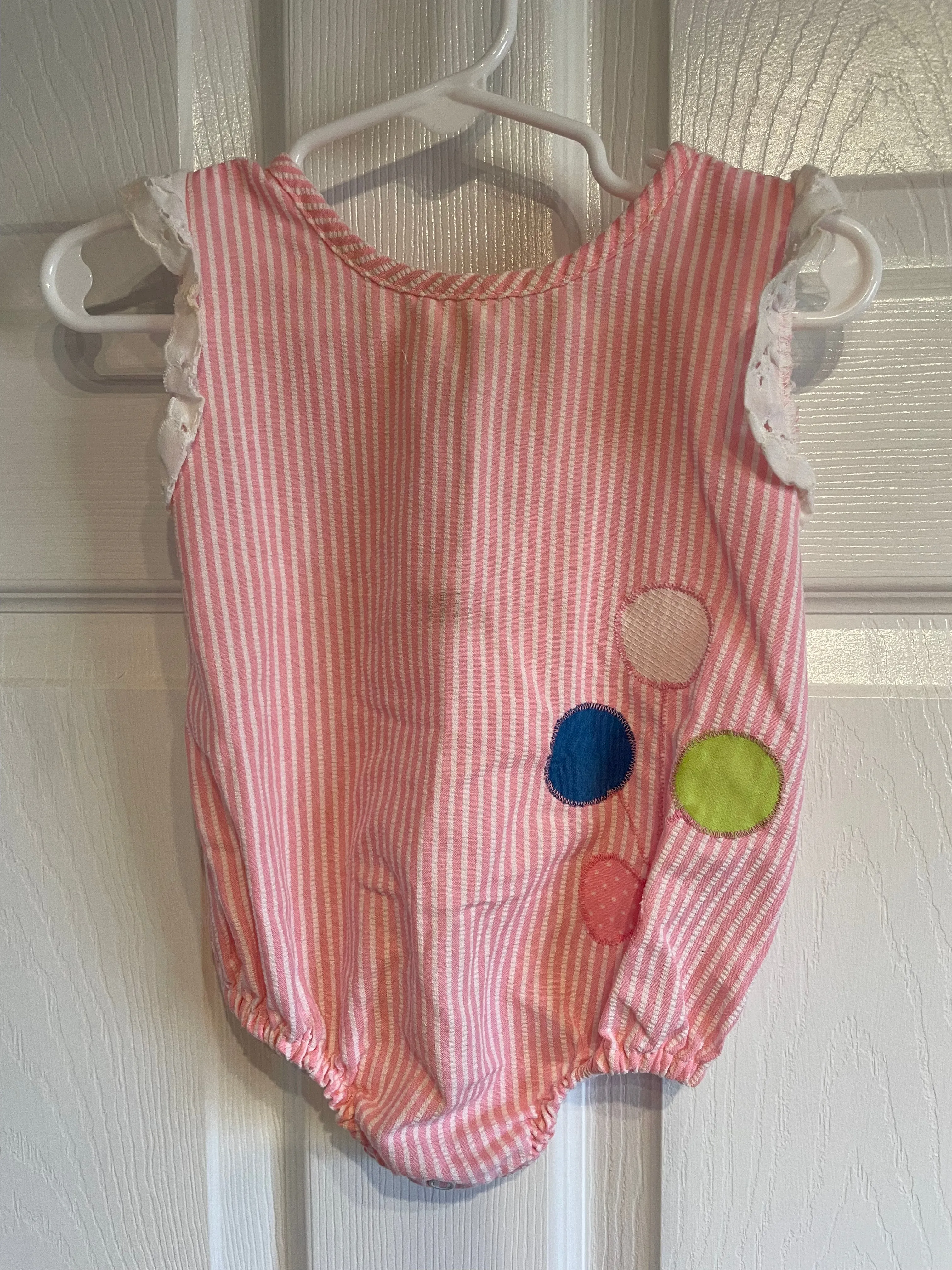 <€€ Baby Girl Newborn 1-2 Months Summer Spring One Piece Romper Pink Stripe Toddletime Vintage