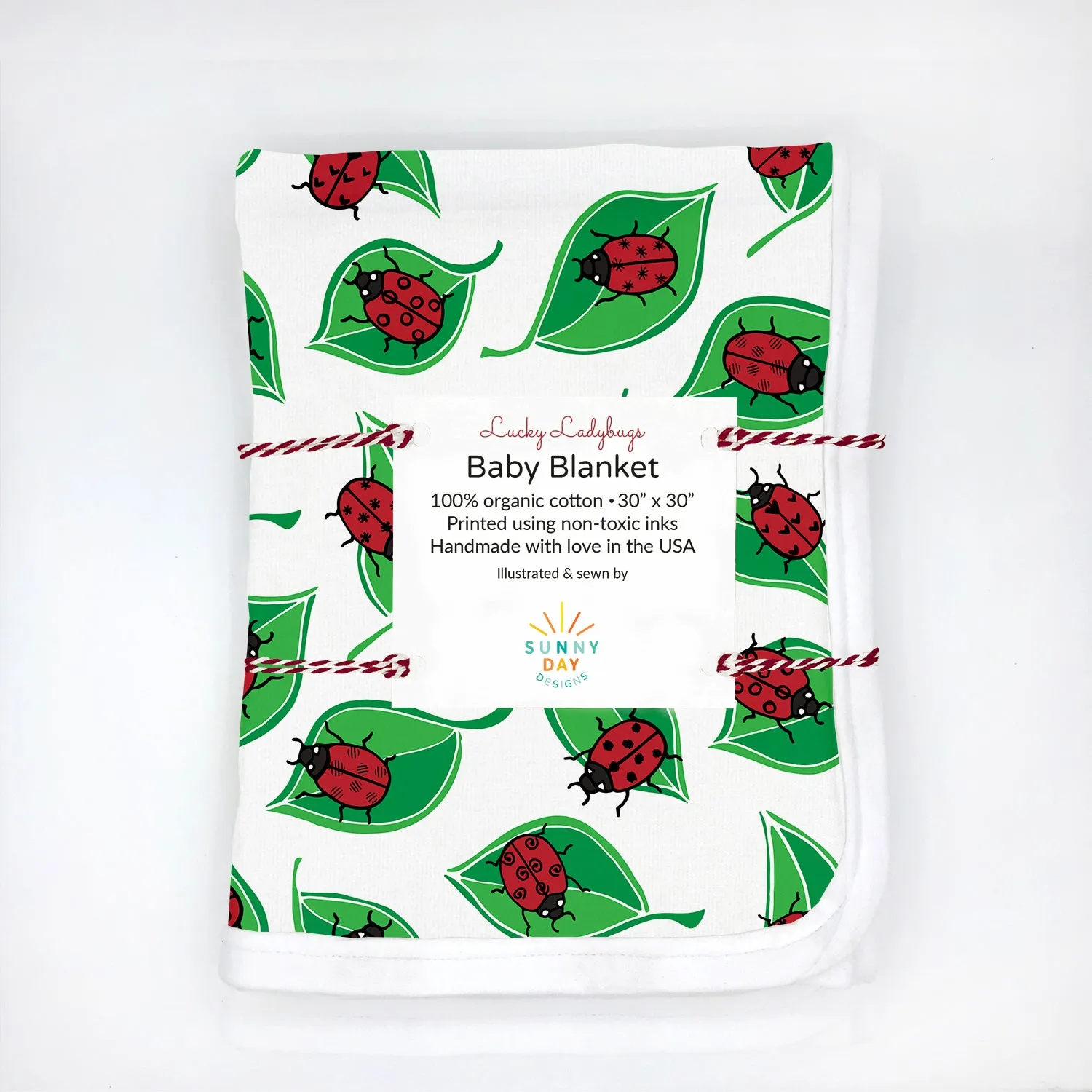 Lucky Ladybugs Baby Receiving Blanket - Organic Cotton