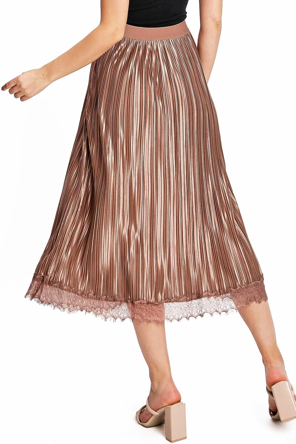 Luster Pleat Midi Skirt