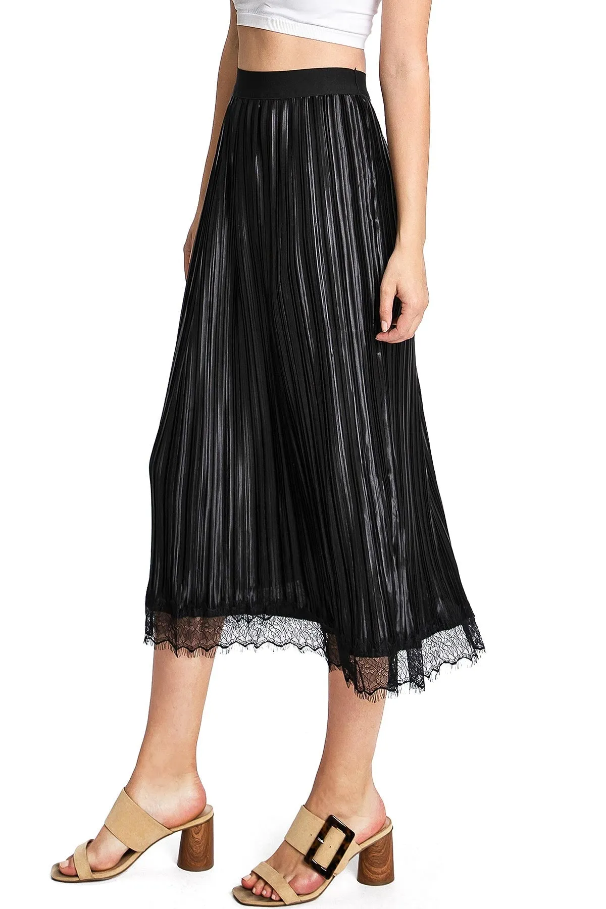 Luster Pleat Midi Skirt