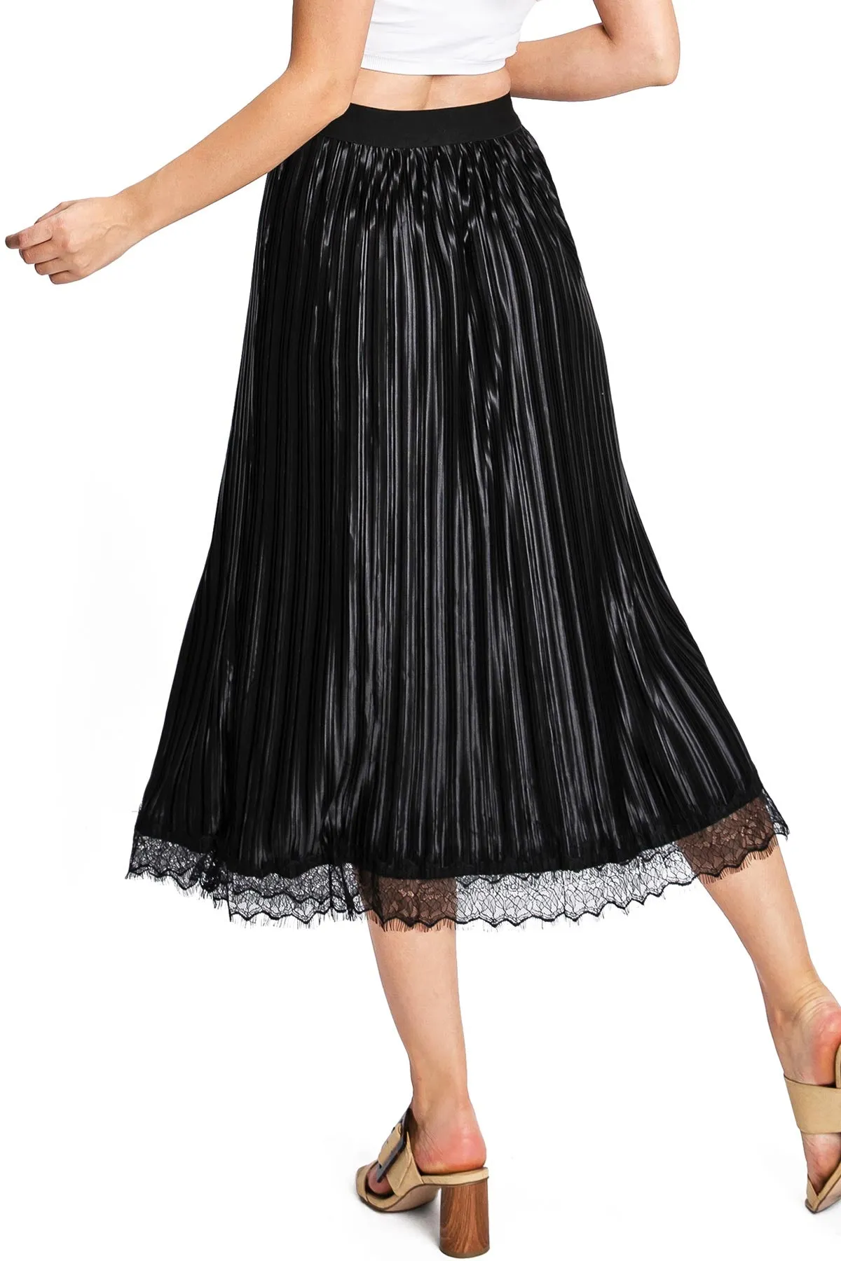 Luster Pleat Midi Skirt