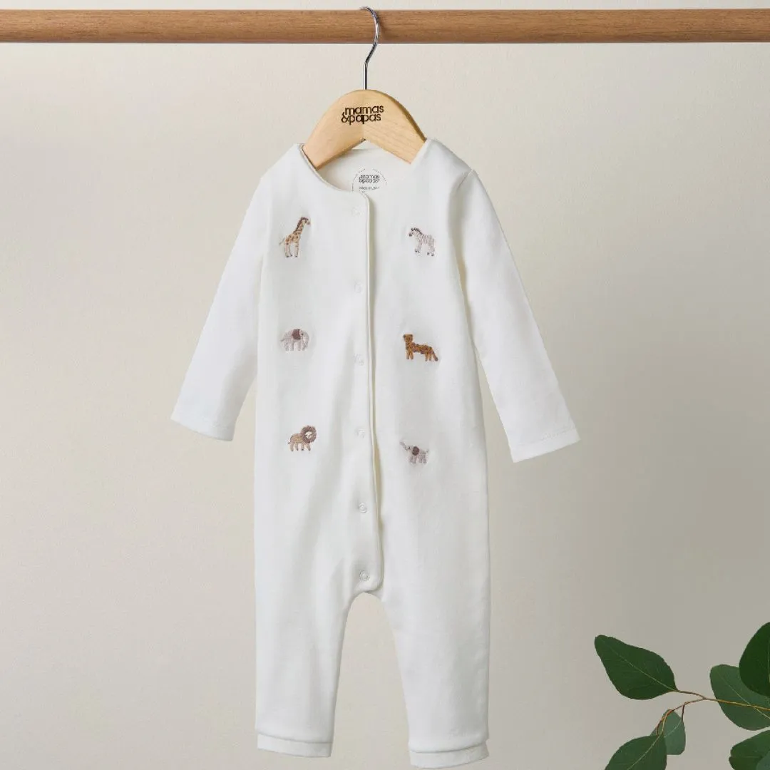 Mamas and Papas Safari Embroided Romper