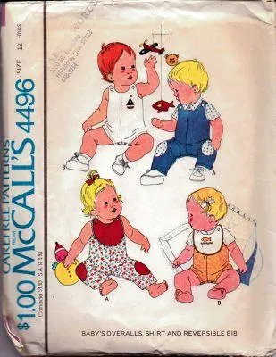 McCall's 4496 Baby Summer Overalls Shirt Bib Vintage Sewing Pattern