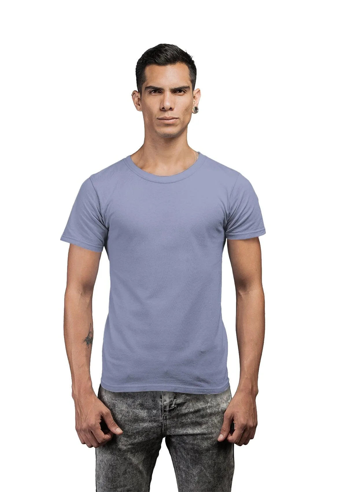 Mens T-Shirt Short Sleeve Crew Neck Lavender Blue