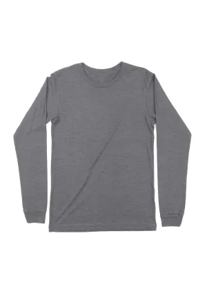 Mens T-Shirts Long Sleeve Crew Neck Shadow Gray Tri-Blend