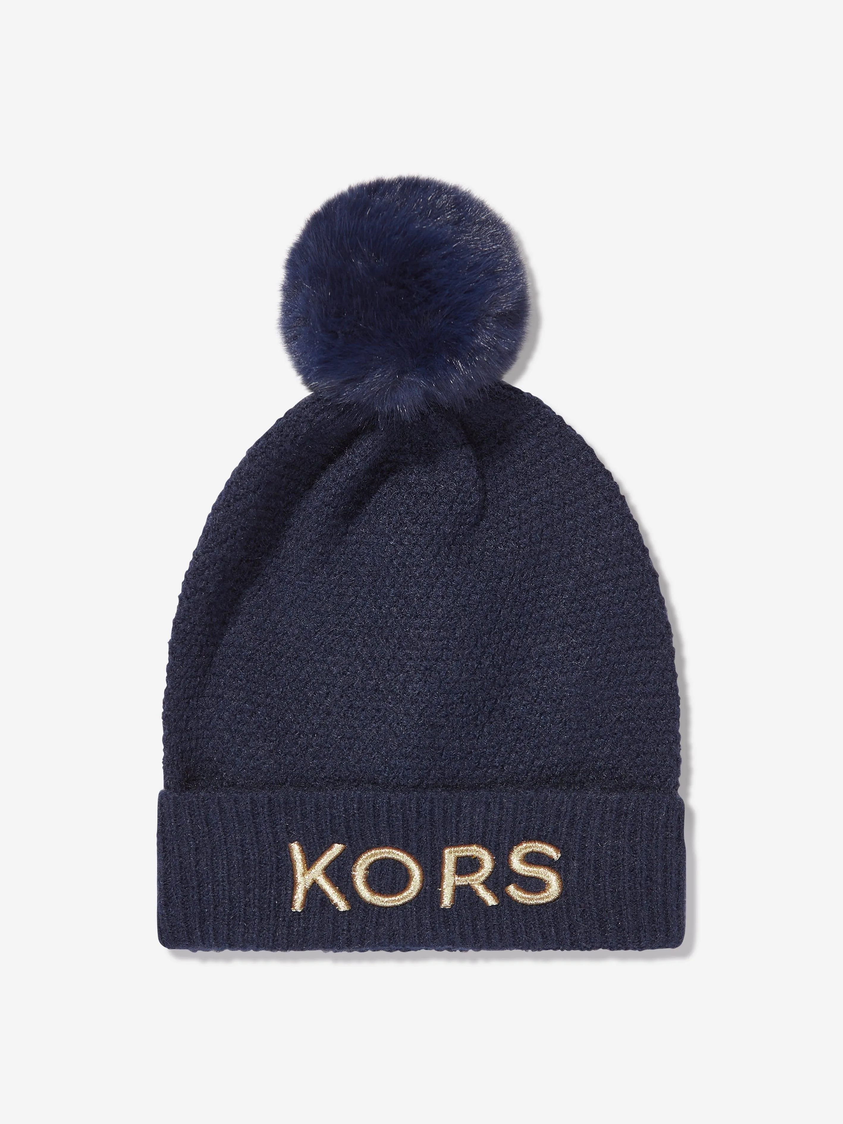 Michael Kors Girls Logo Pull On Hat in Navy