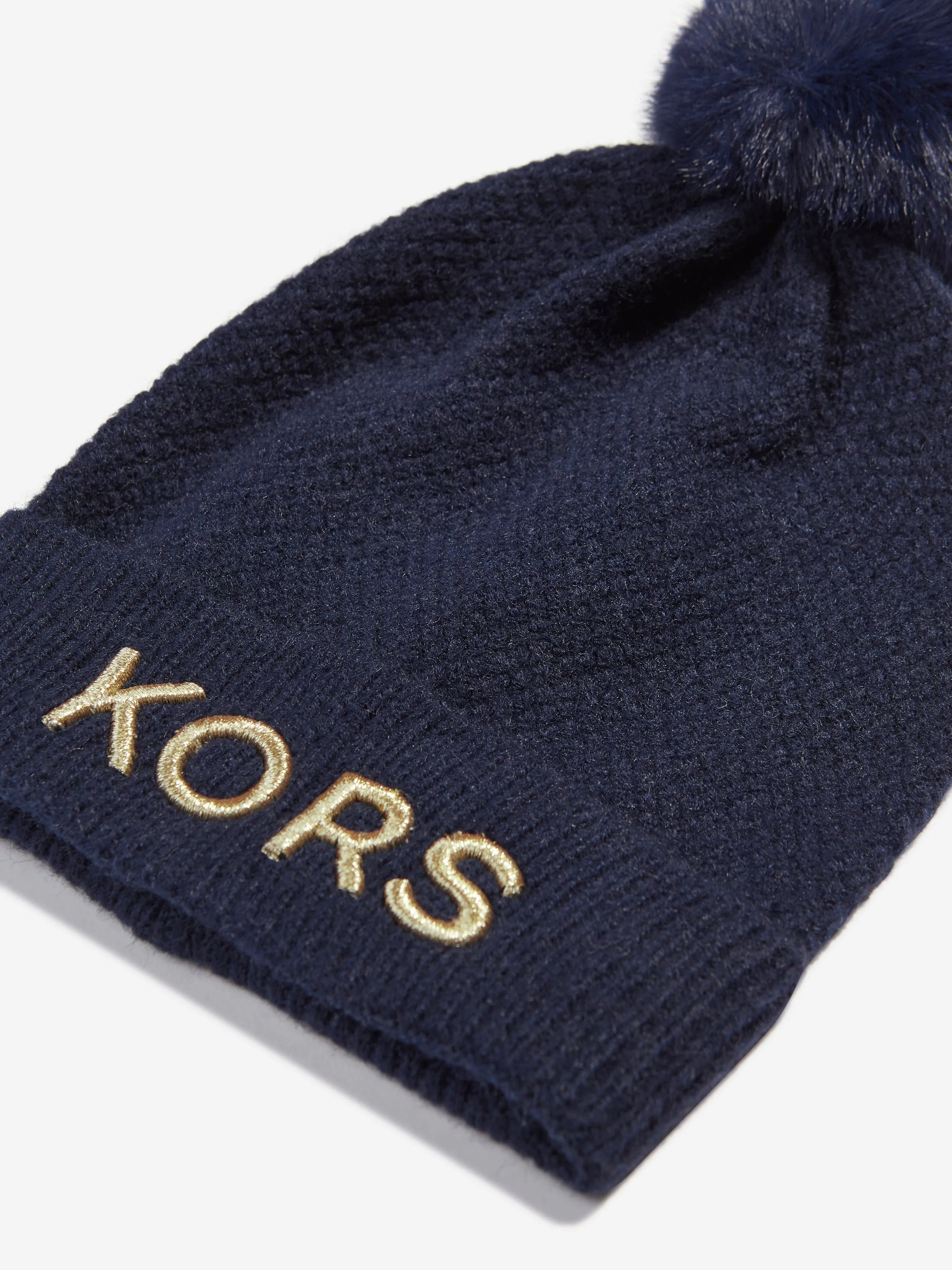 Michael Kors Girls Logo Pull On Hat in Navy