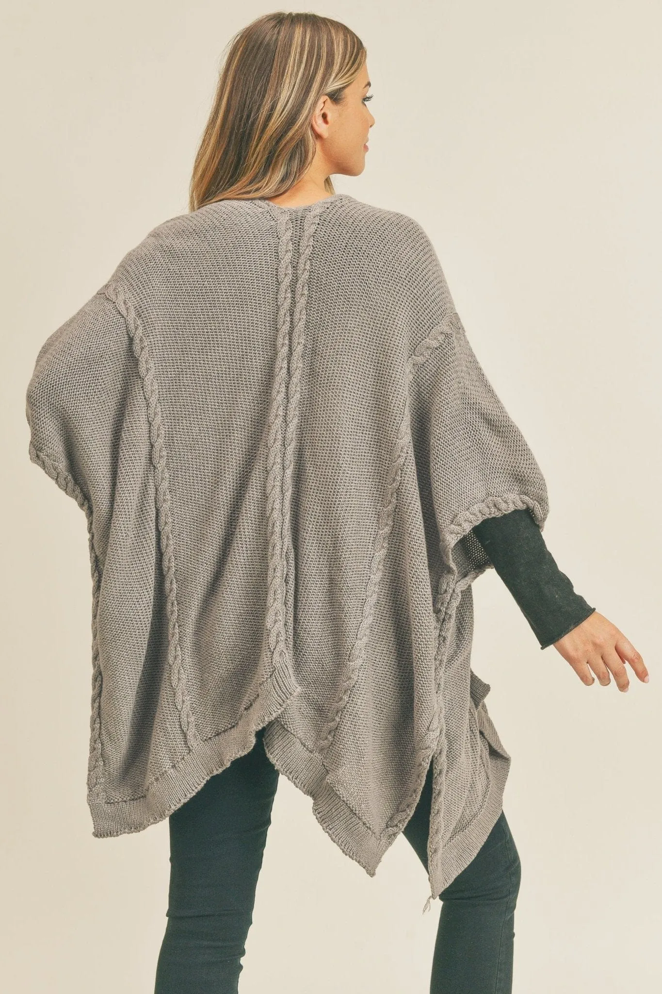 MS0263 Remi Braided Trim Line Knit Kimono