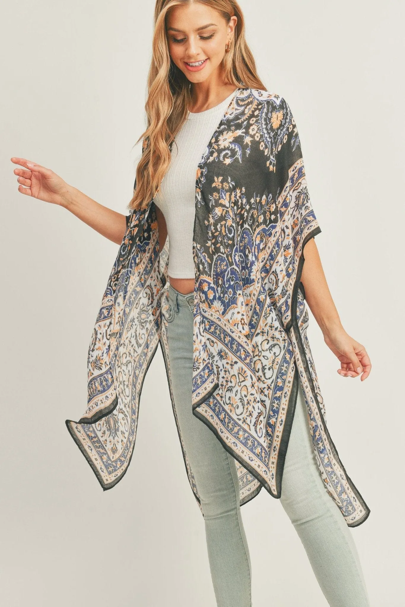 MS0279 Bailey Boho Print Kimono