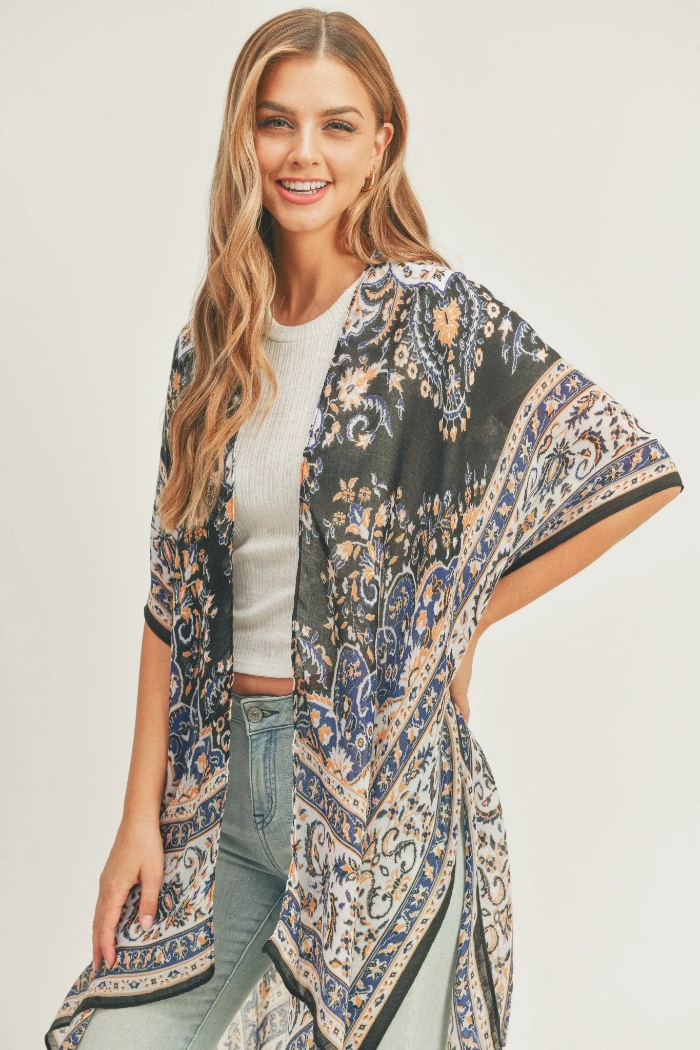 MS0279 Bailey Boho Print Kimono