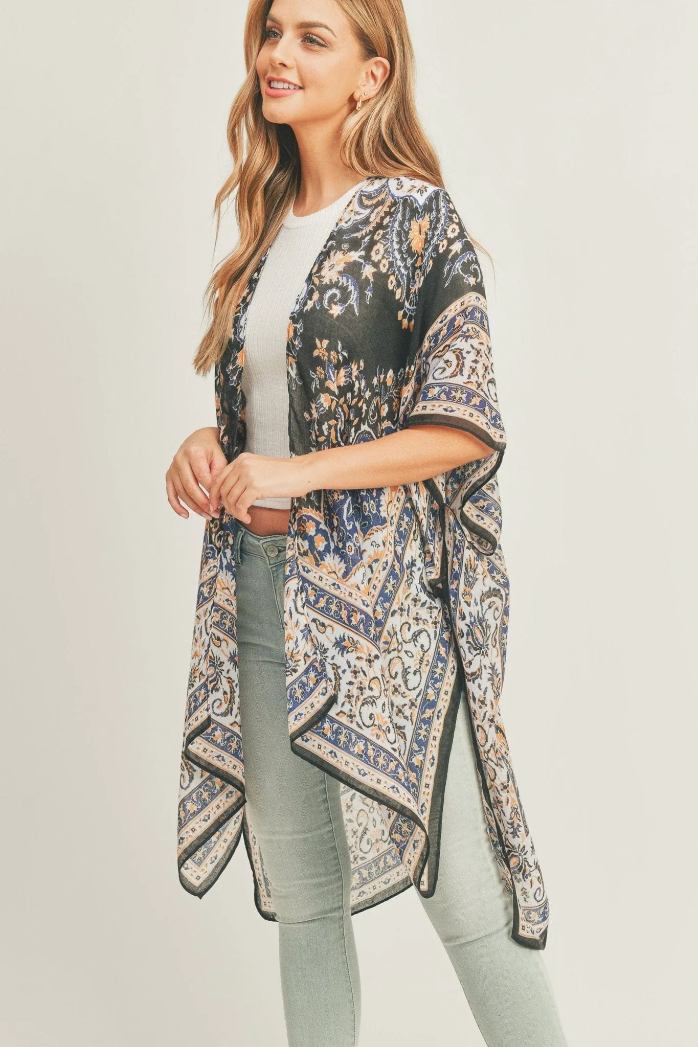 MS0279 Bailey Boho Print Kimono