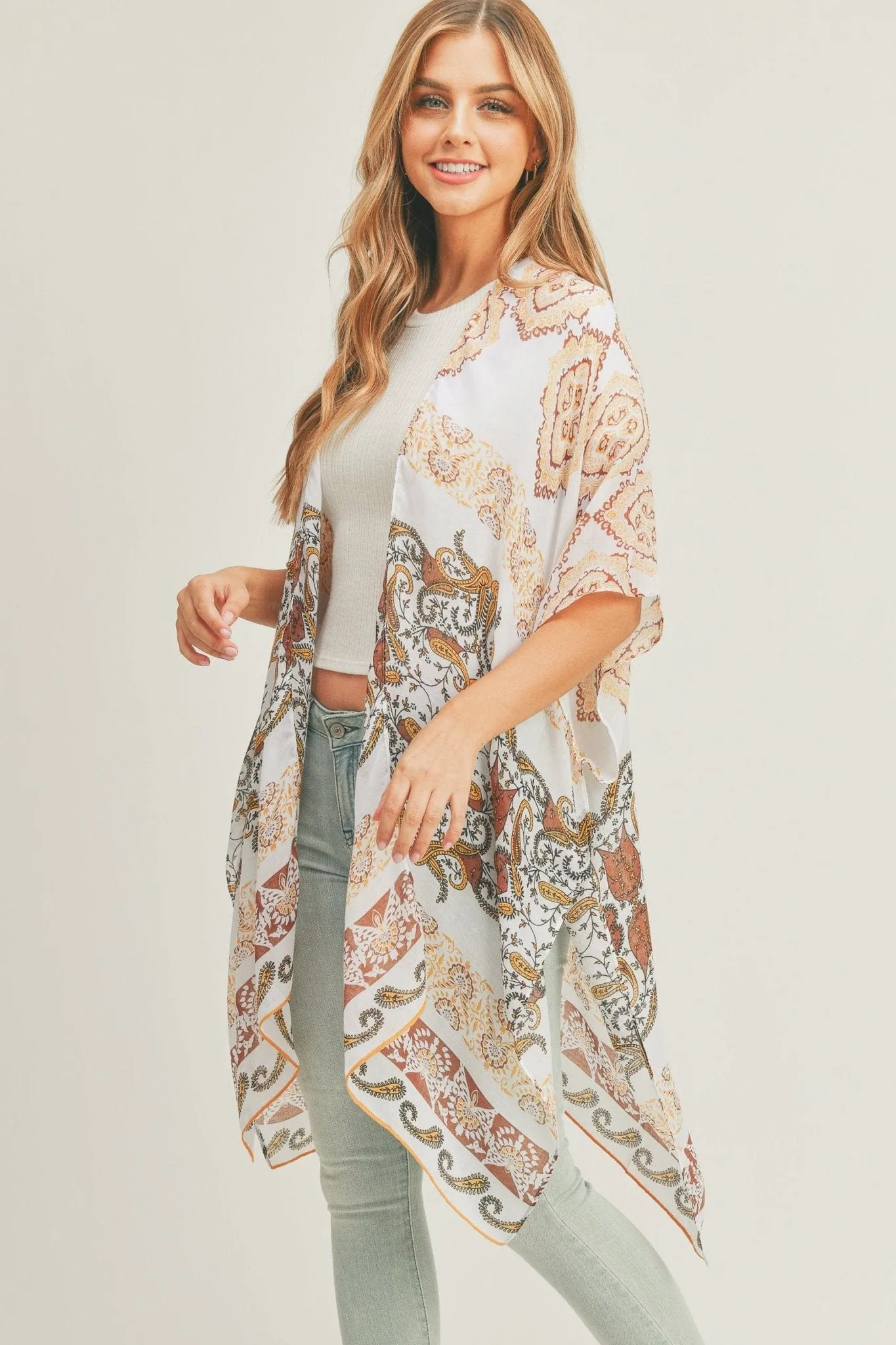 MS0281 Penelope Paisley Print Kimono