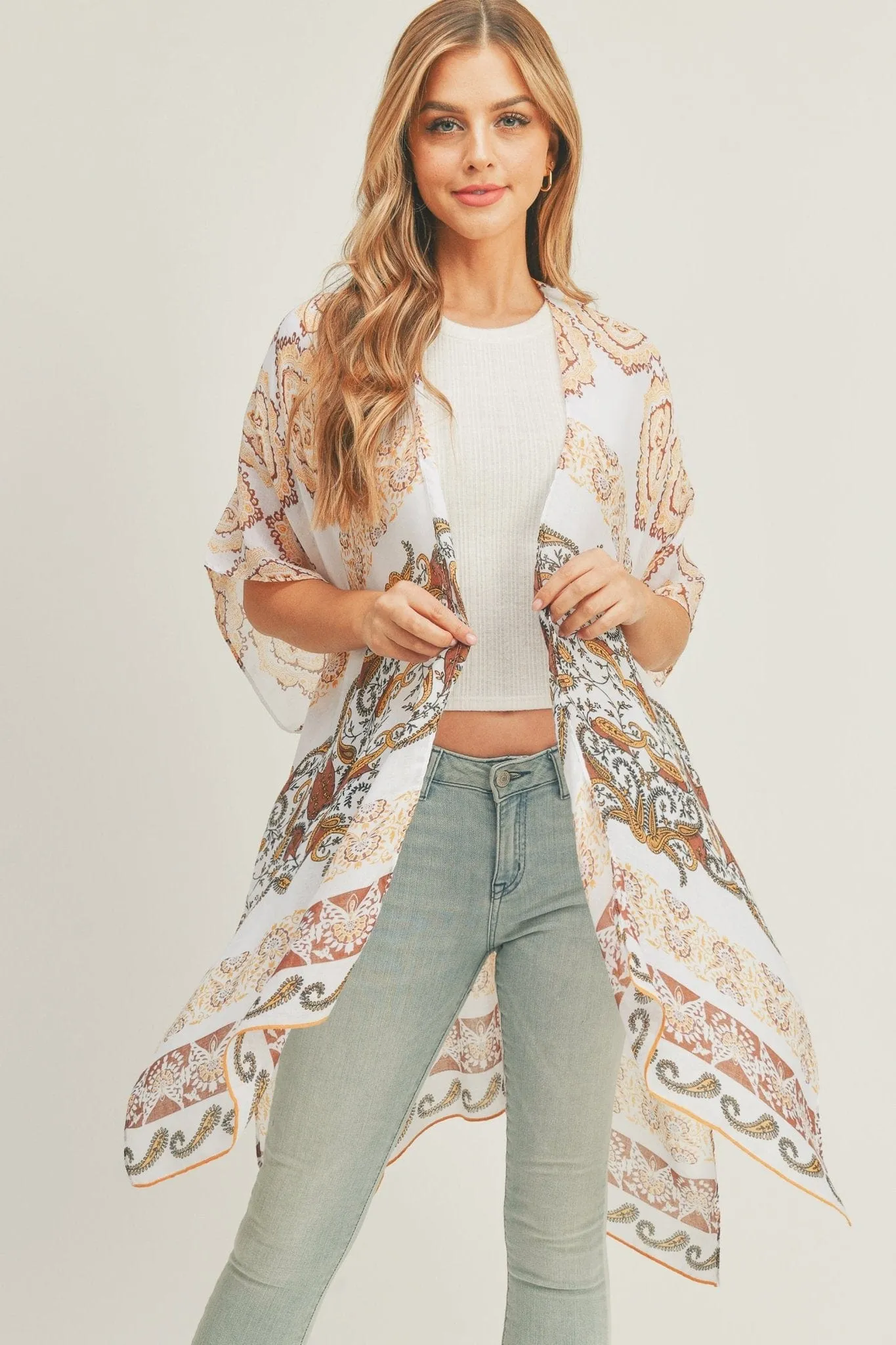 MS0281 Penelope Paisley Print Kimono