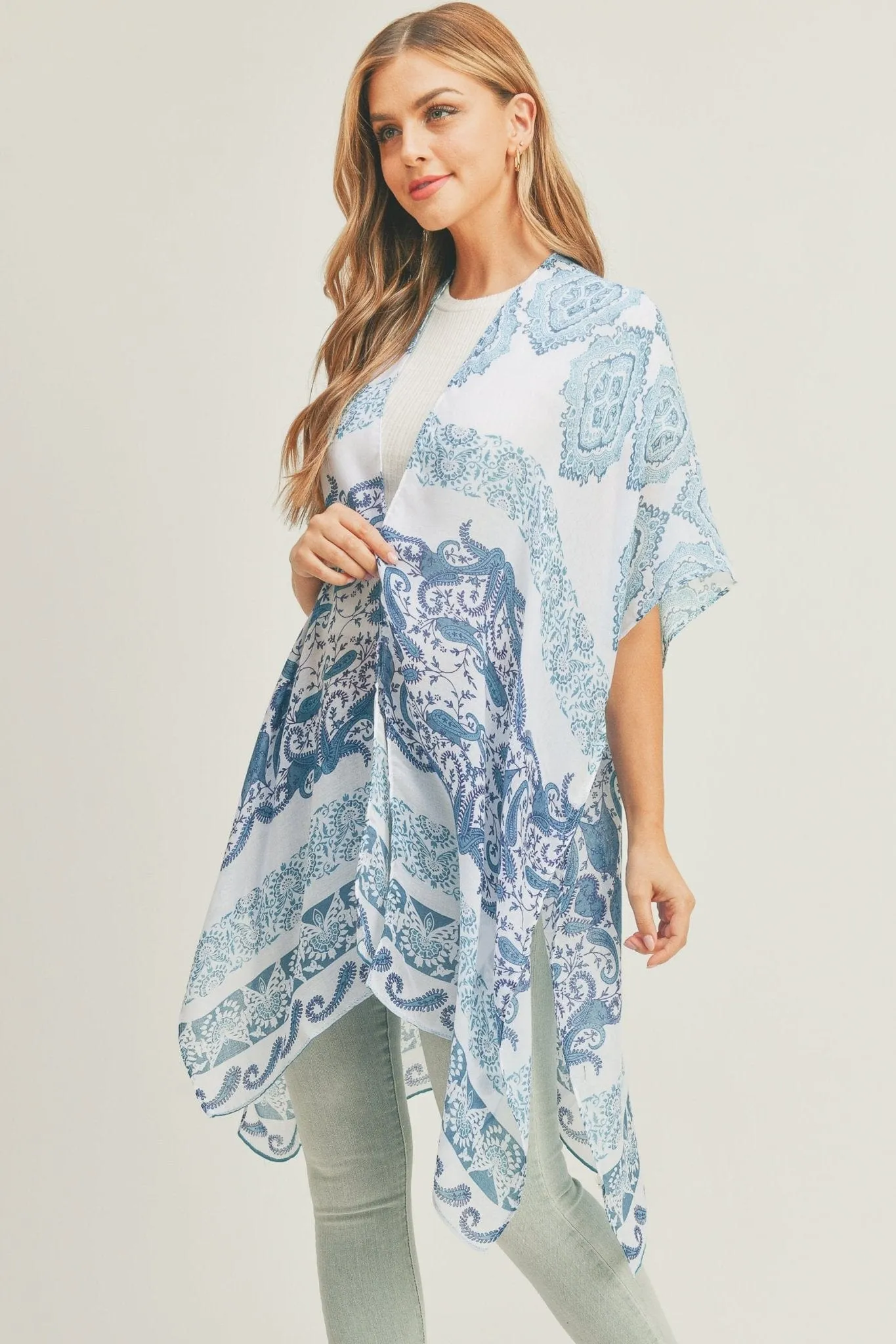 MS0281 Penelope Paisley Print Kimono