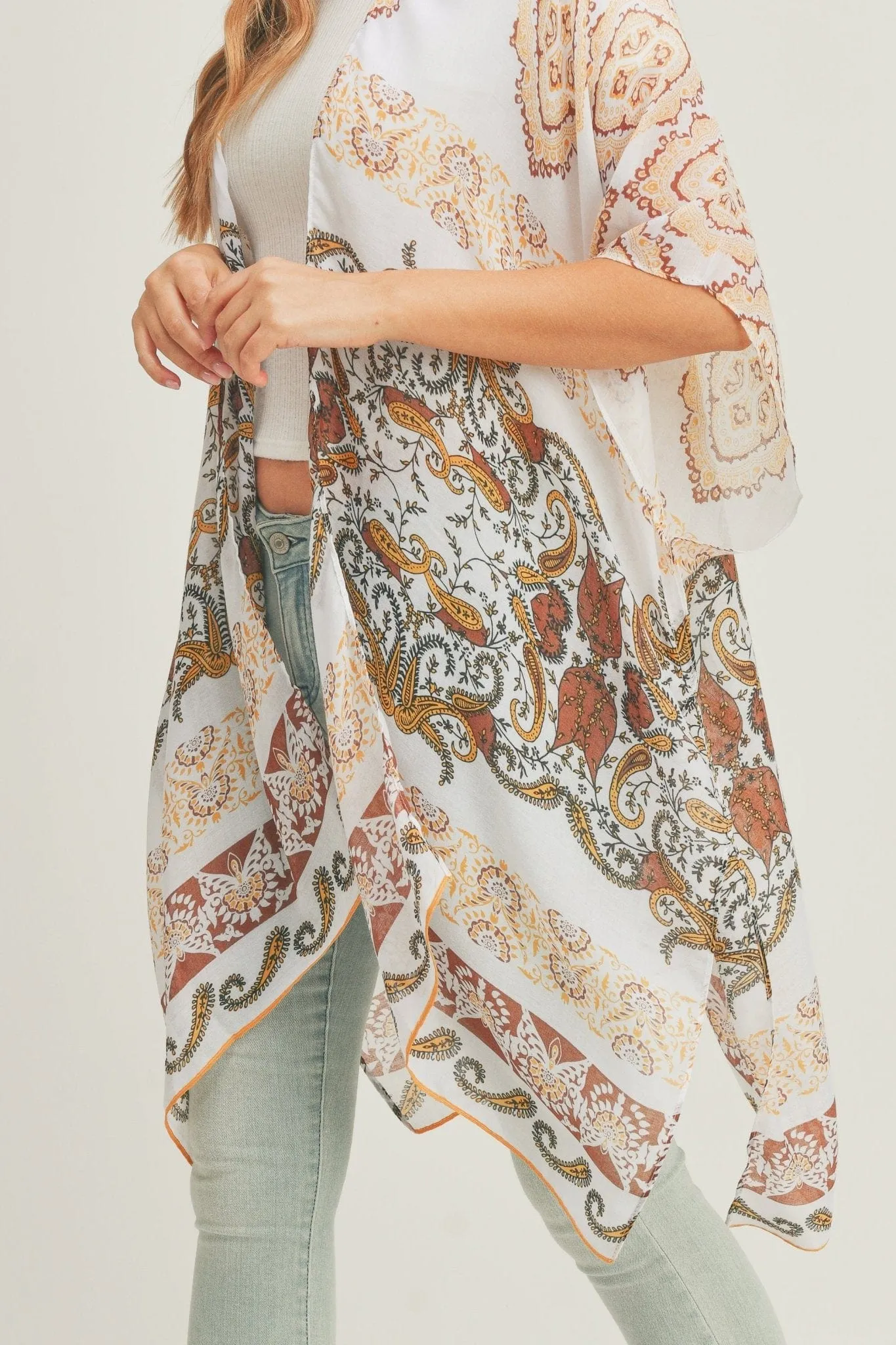 MS0281 Penelope Paisley Print Kimono