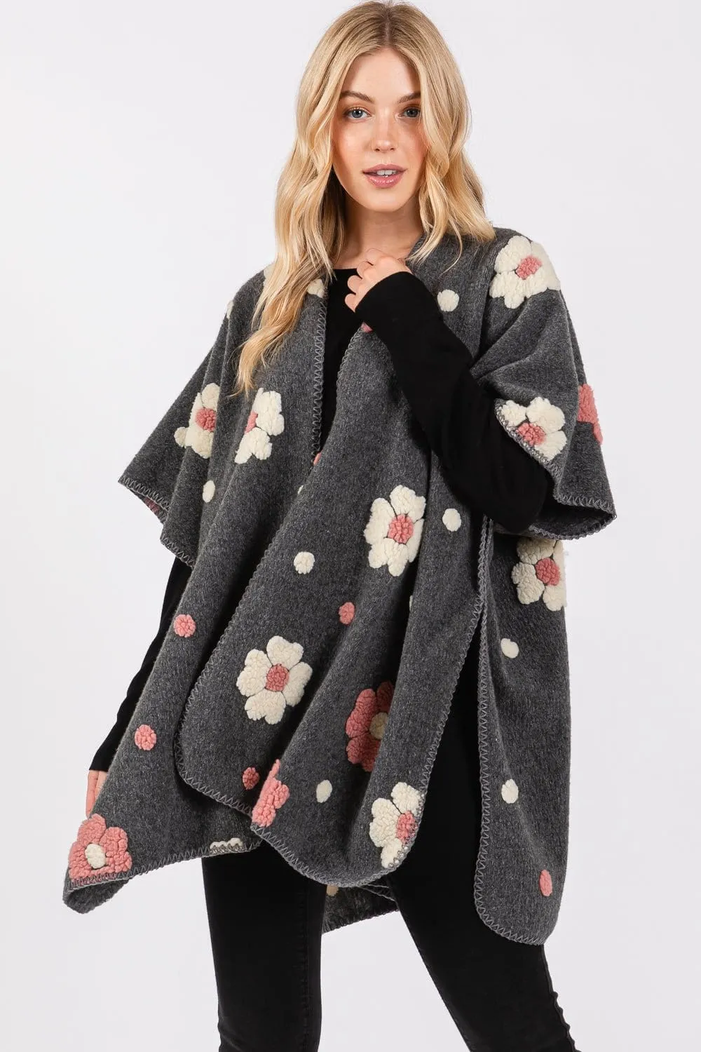 MS0399 Floral Fleece Kimono