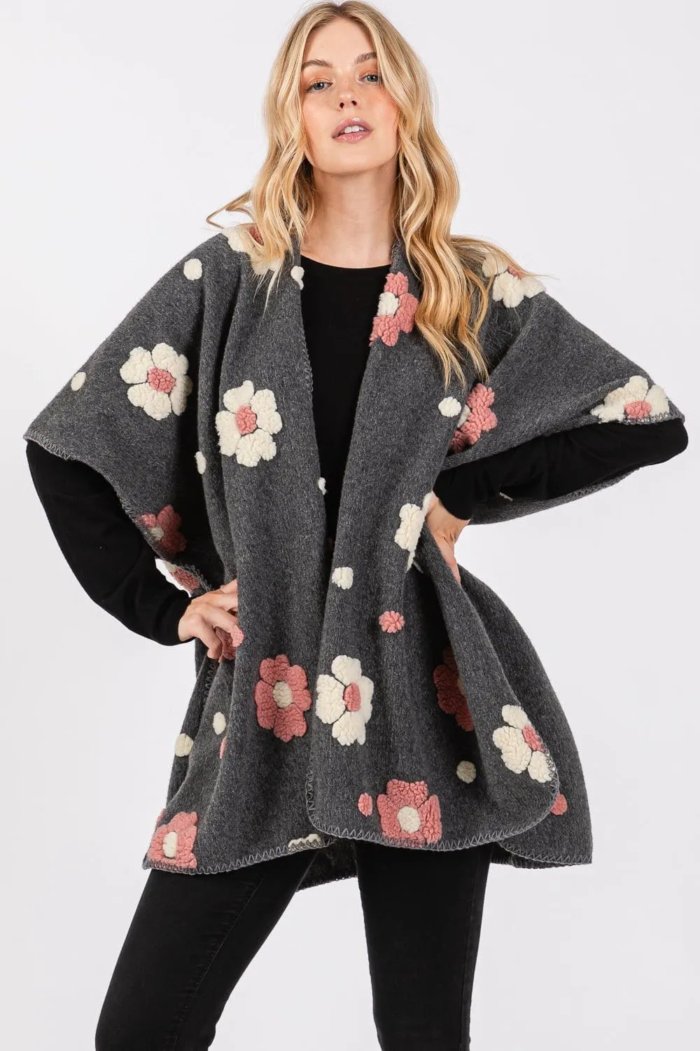 MS0399 Floral Fleece Kimono