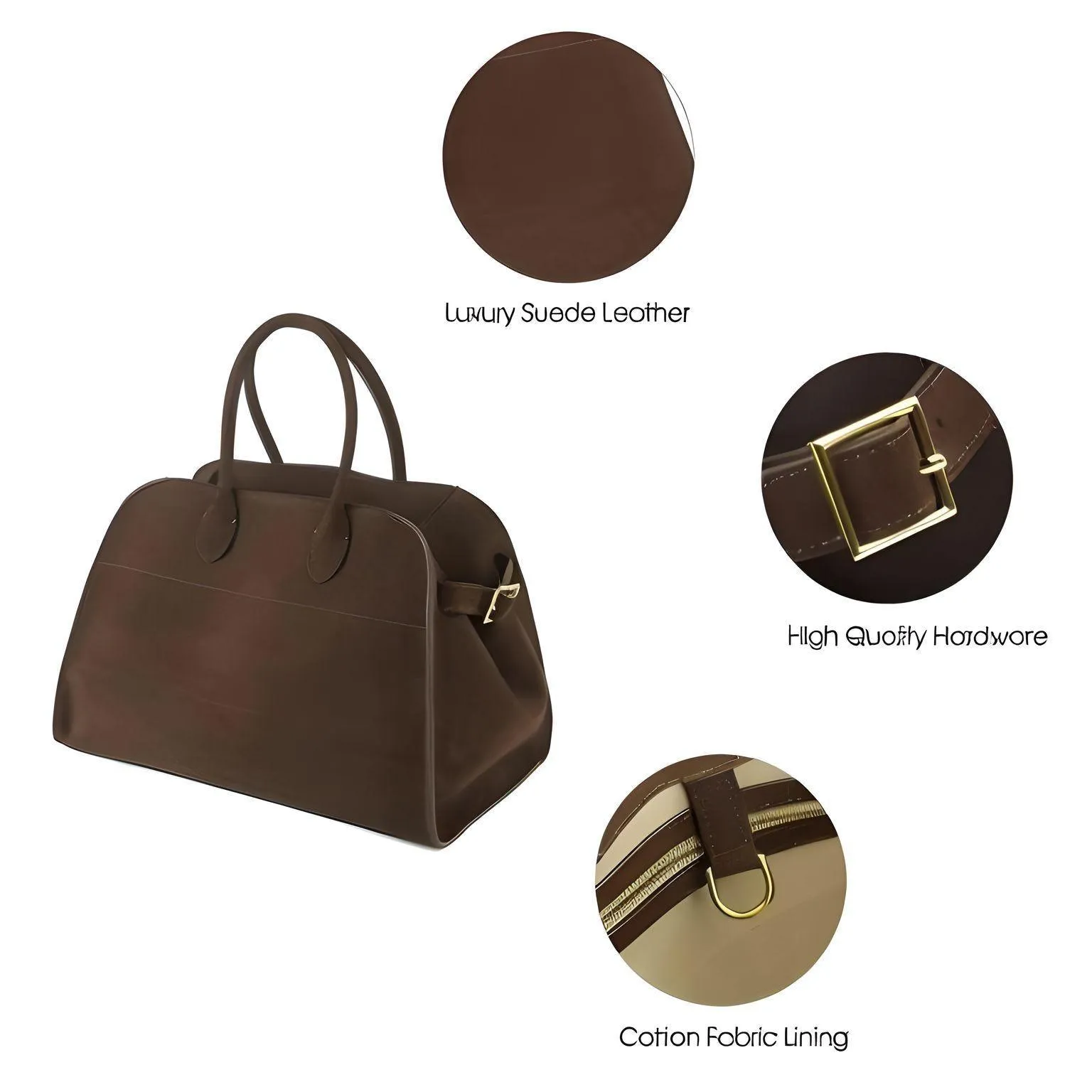 Natural Suede Handbag Women's Nubuck Cow Leather Large Capacity Commuter Tote Bag