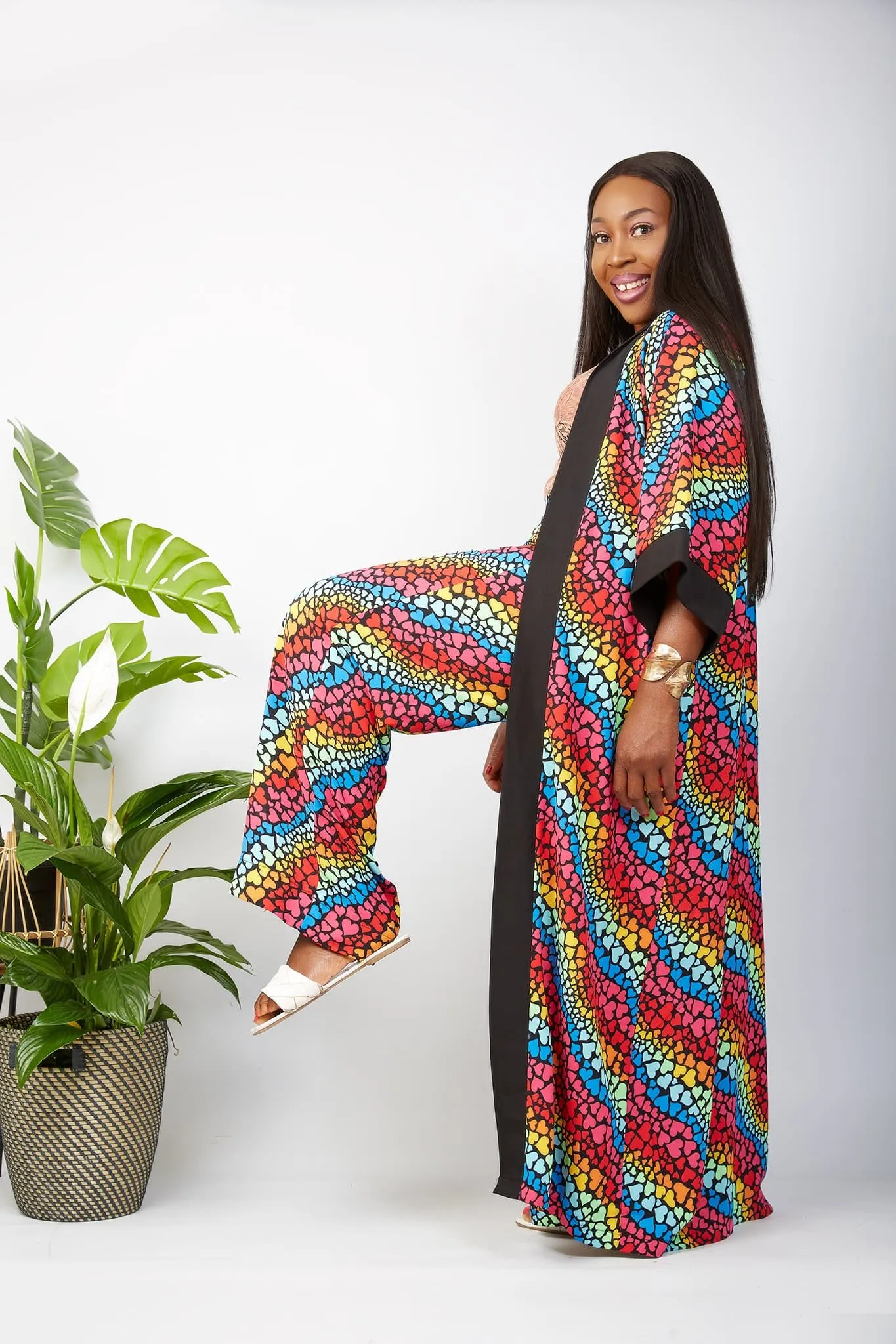 New in African Print Silk Kimono  (Trouser sold Separately)- Ciara