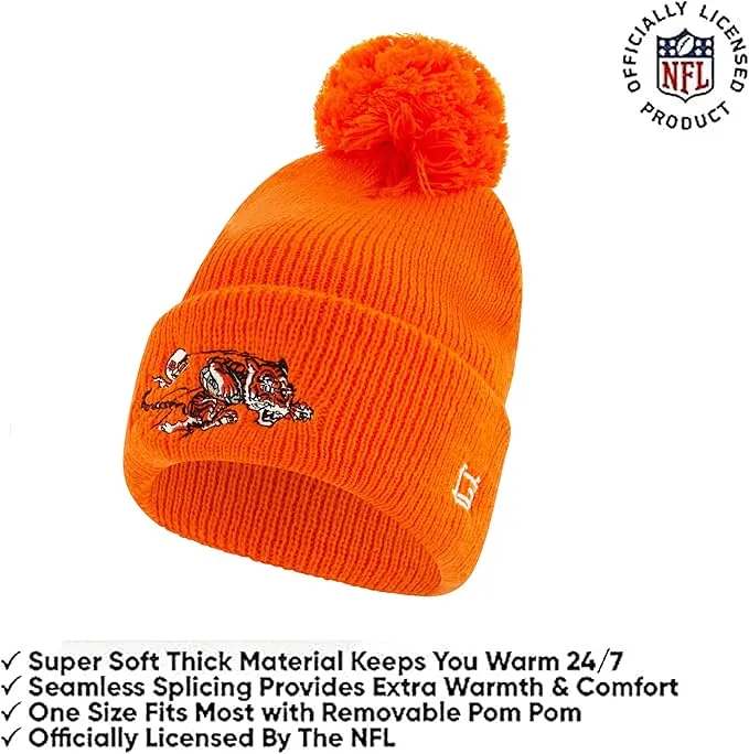 NFL Official Adults Super Soft Winter Beanie Knit Hat with Extra Warm Touch Screen Gloves|Cincinnati Bengals