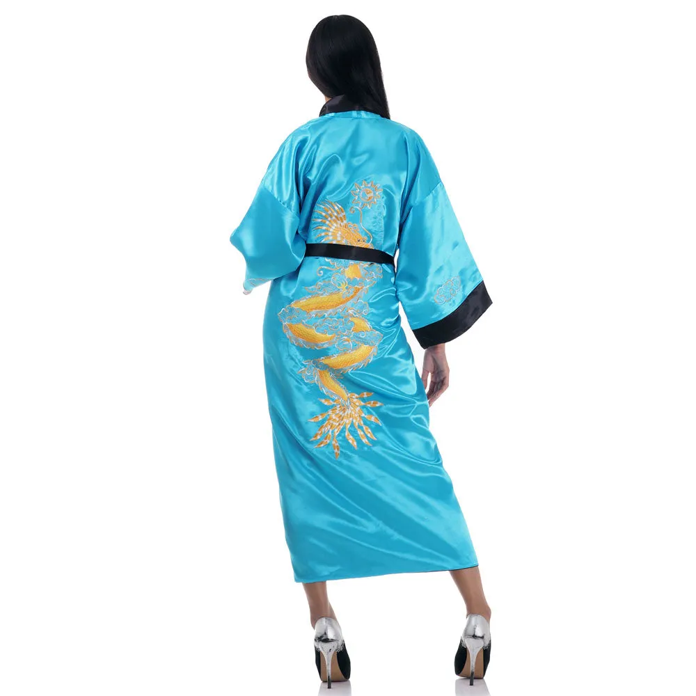 Ocean Dragon Reversible Kimono Robe for Women