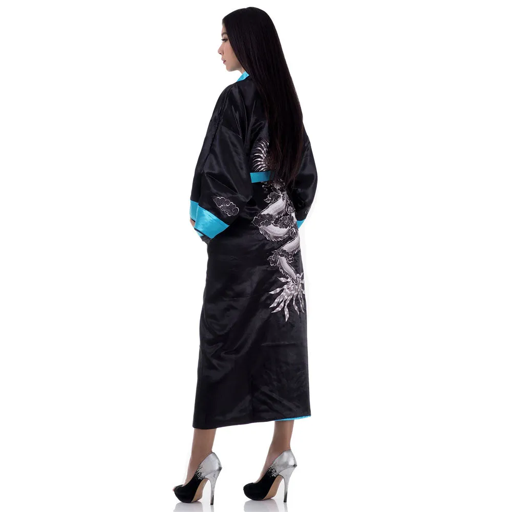 Ocean Dragon Reversible Kimono Robe for Women