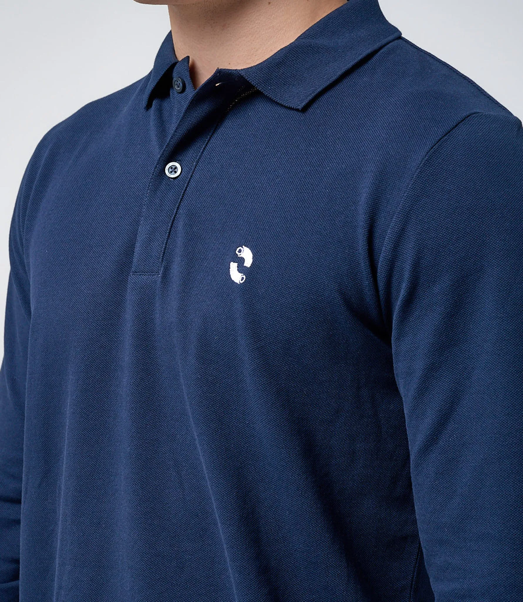 Omnitau Men's Prime Organic Cotton Long Sleeve Polo Shirt - French Navy