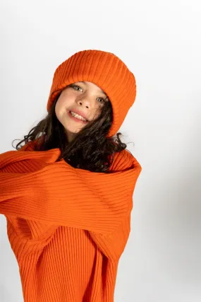 ORANGE MERINO KNIT BEANIE