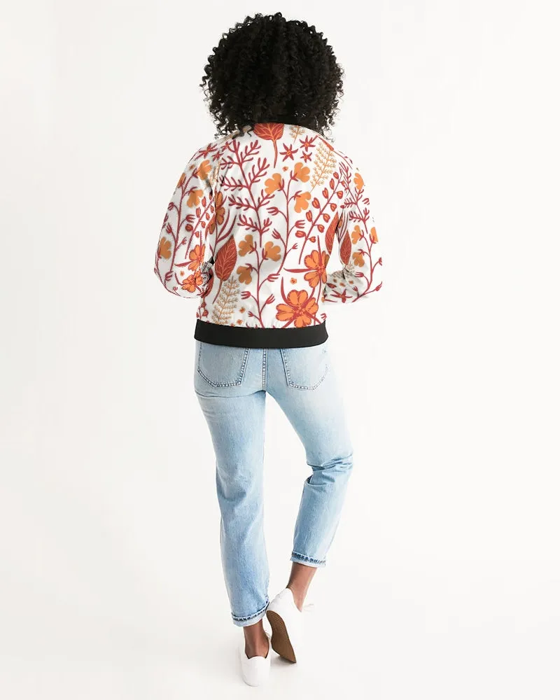 Orange Retro Garden Women's Bomber Jacket