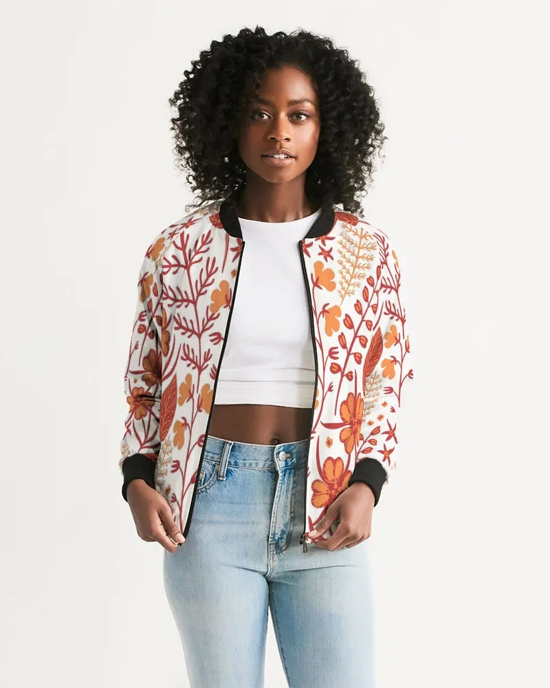 Orange Retro Garden Women's Bomber Jacket