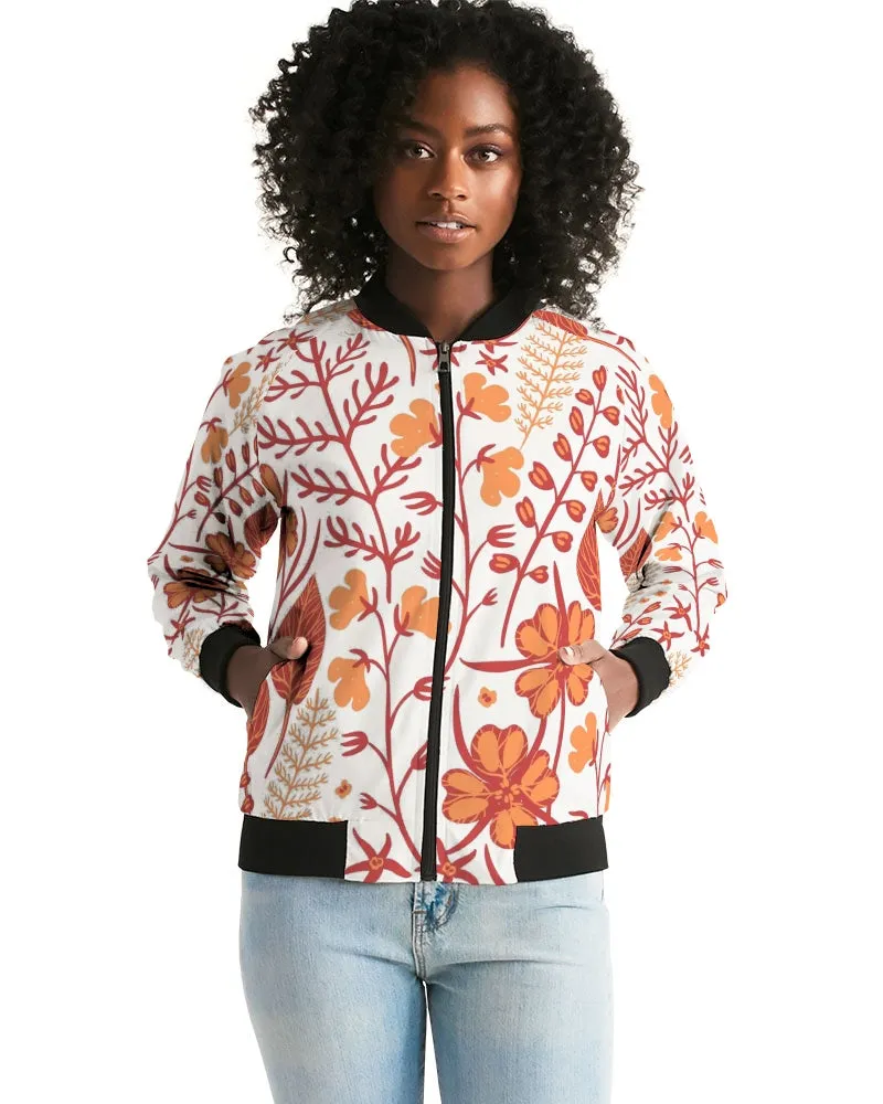 Orange Retro Garden Women's Bomber Jacket