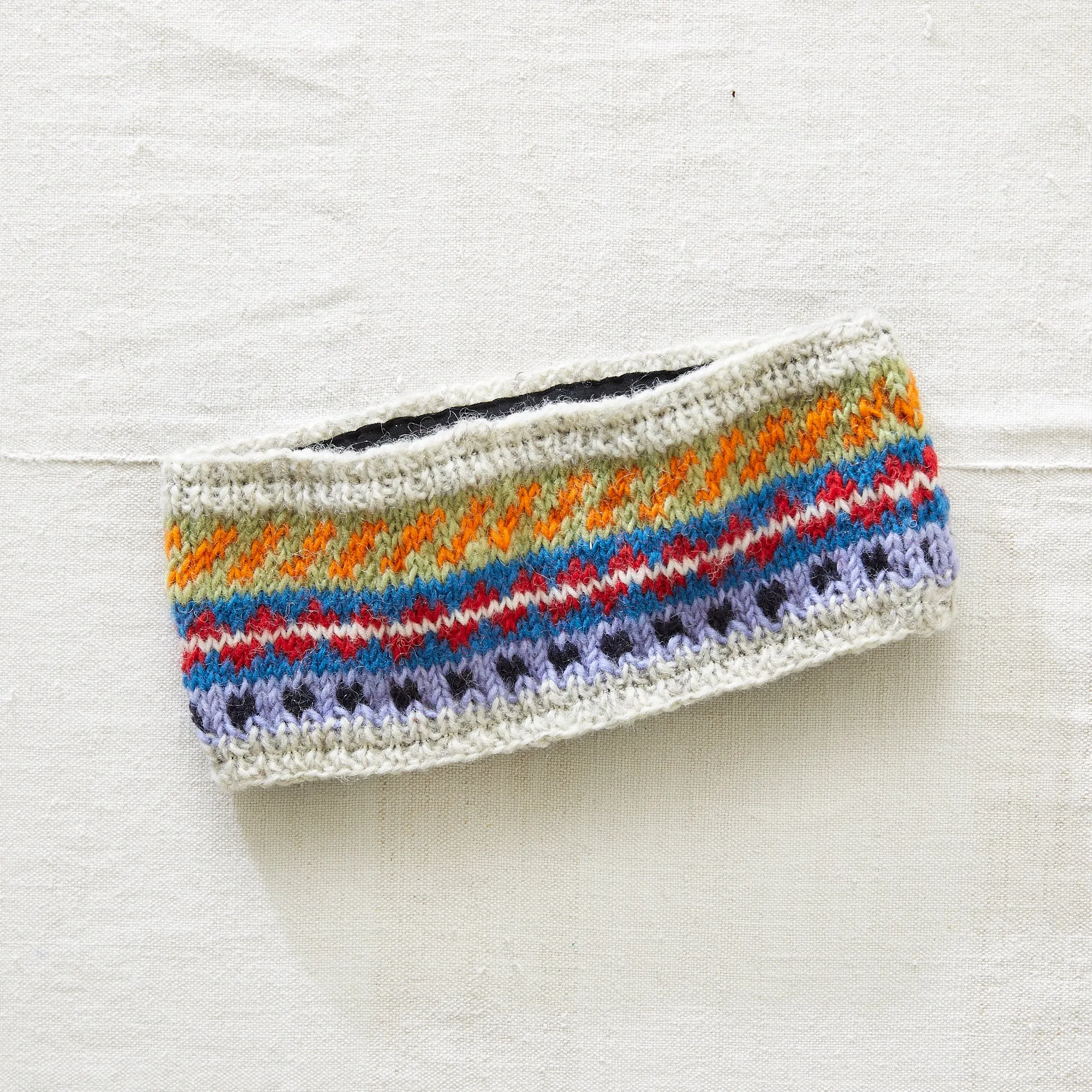 PALLAVI Fair Isle Earwarmer Headband Lined Eco Wool