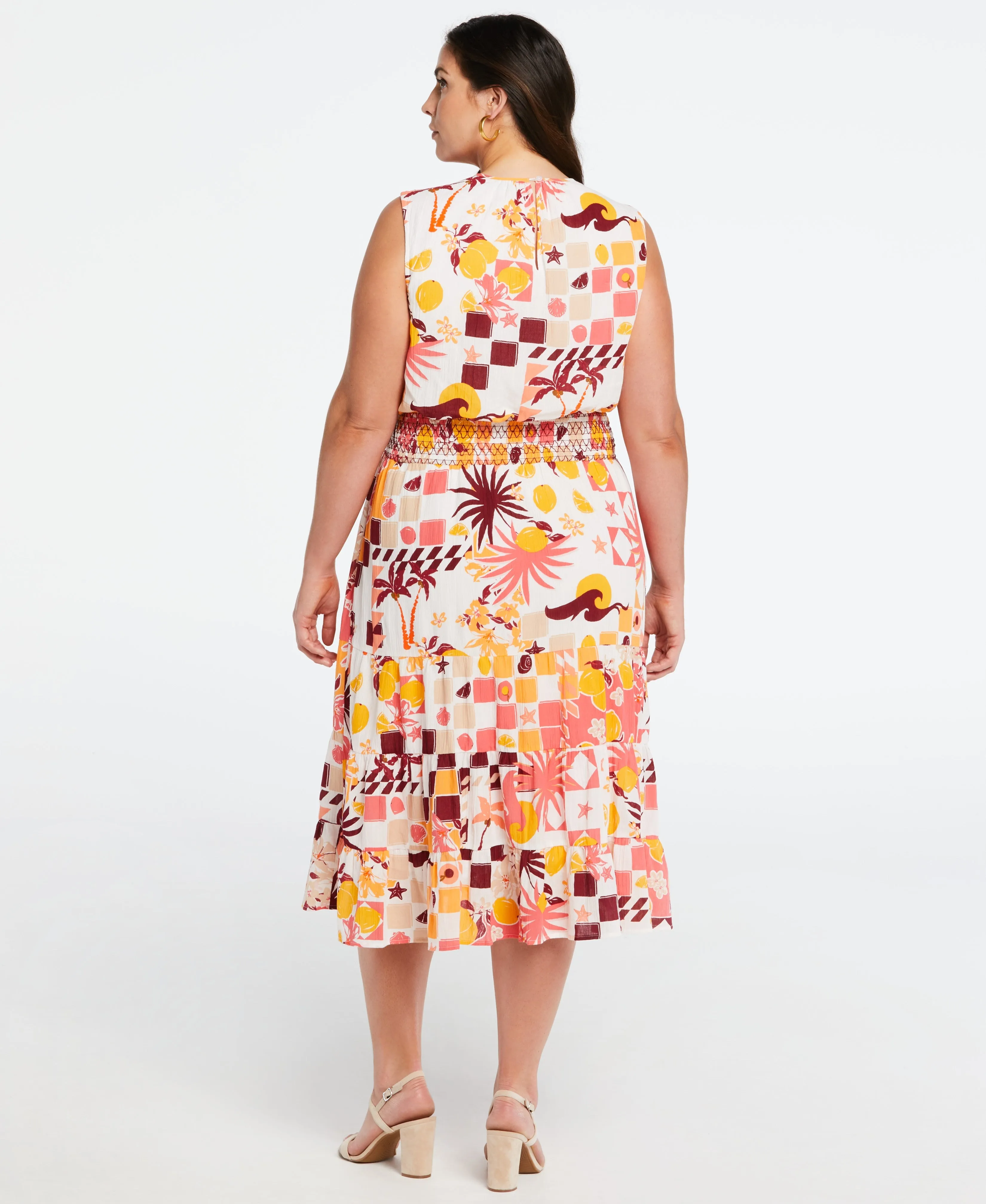 Plus Size 100% Cotton Tiered Midi Dress