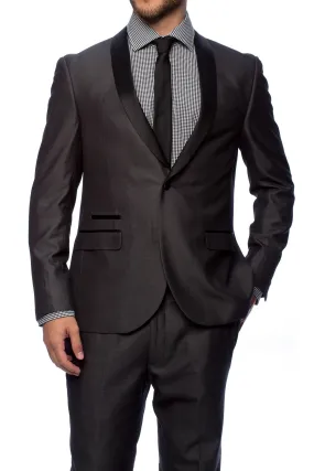 "Rowan" Charcoal 1-Button Shawl Tuxedo (2-Piece Set)