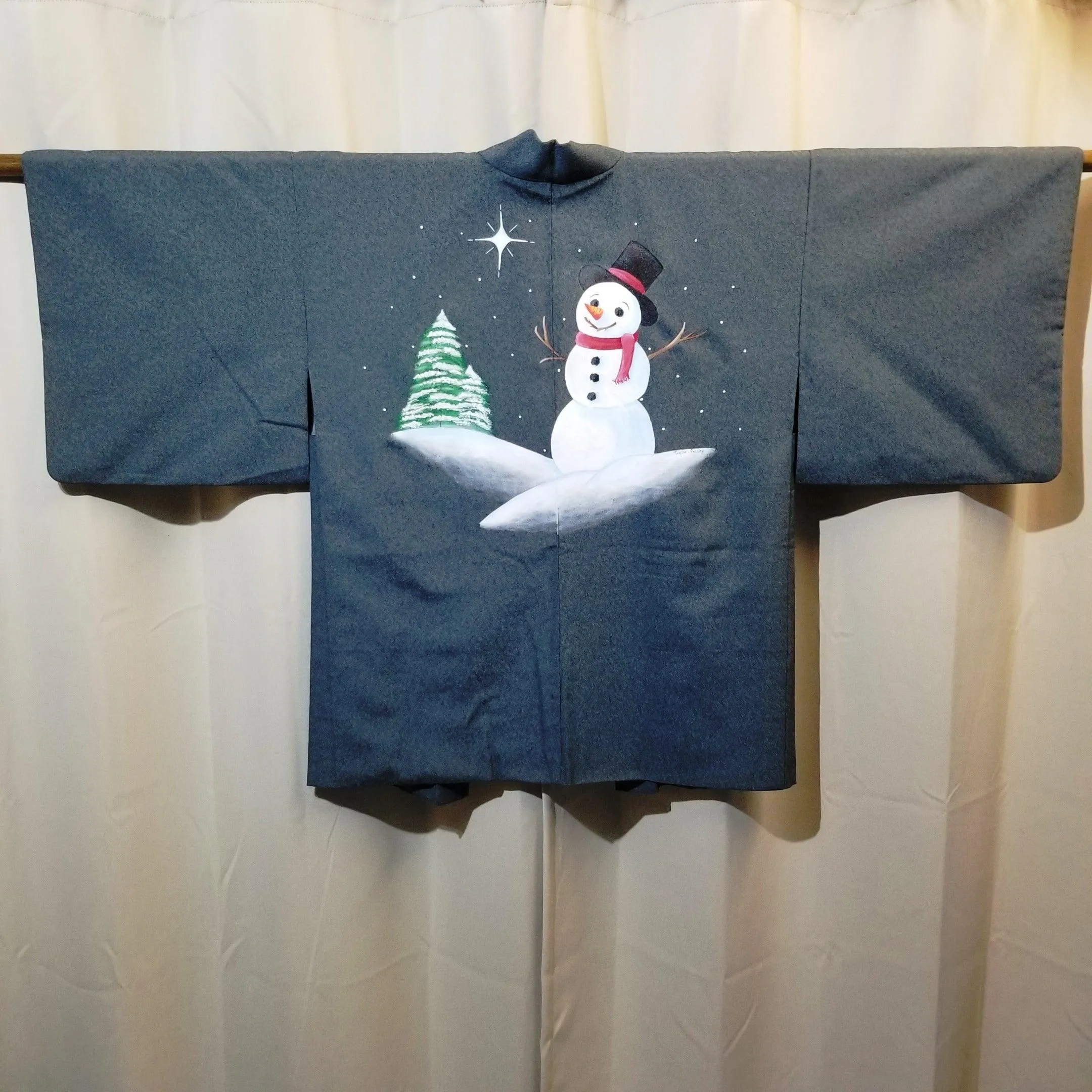 "Snowman" Vintage Painted Haori