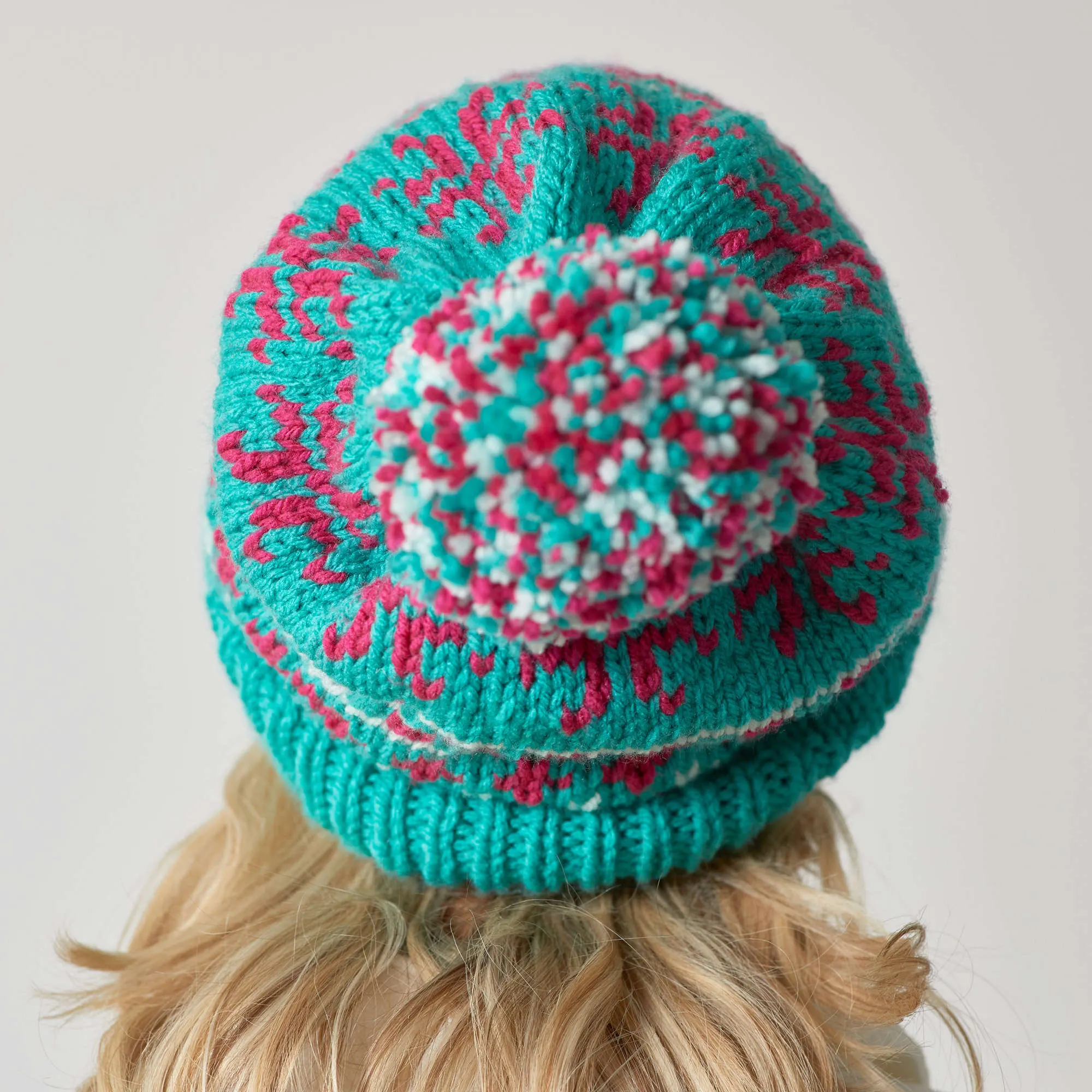 Red Heart Knit Vivid Fair Isle Hat