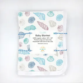 Seashells Coastal Receiving Baby Blanket - Organic Cotton