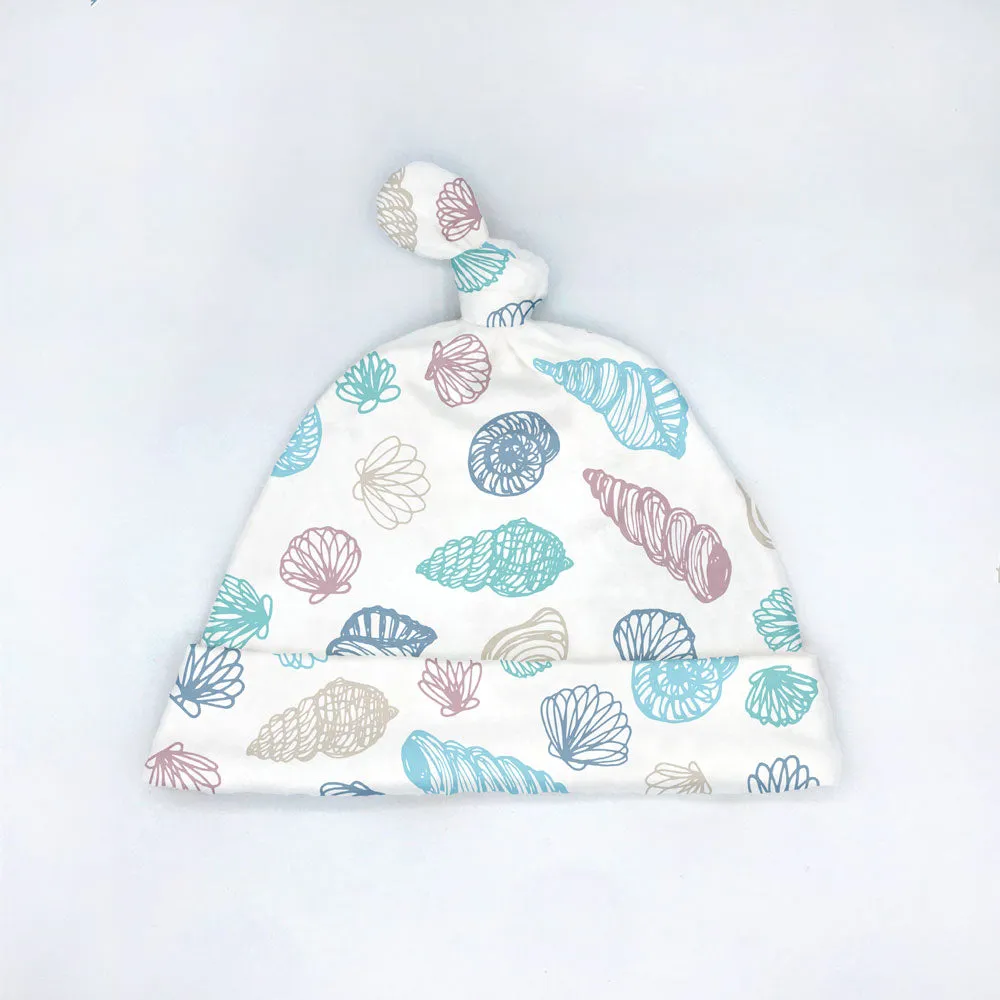 Seashells Organic Cotton Baby Hat (0-3M)