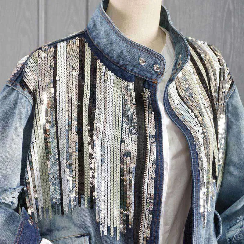 Sequin 70s Denim Jacket