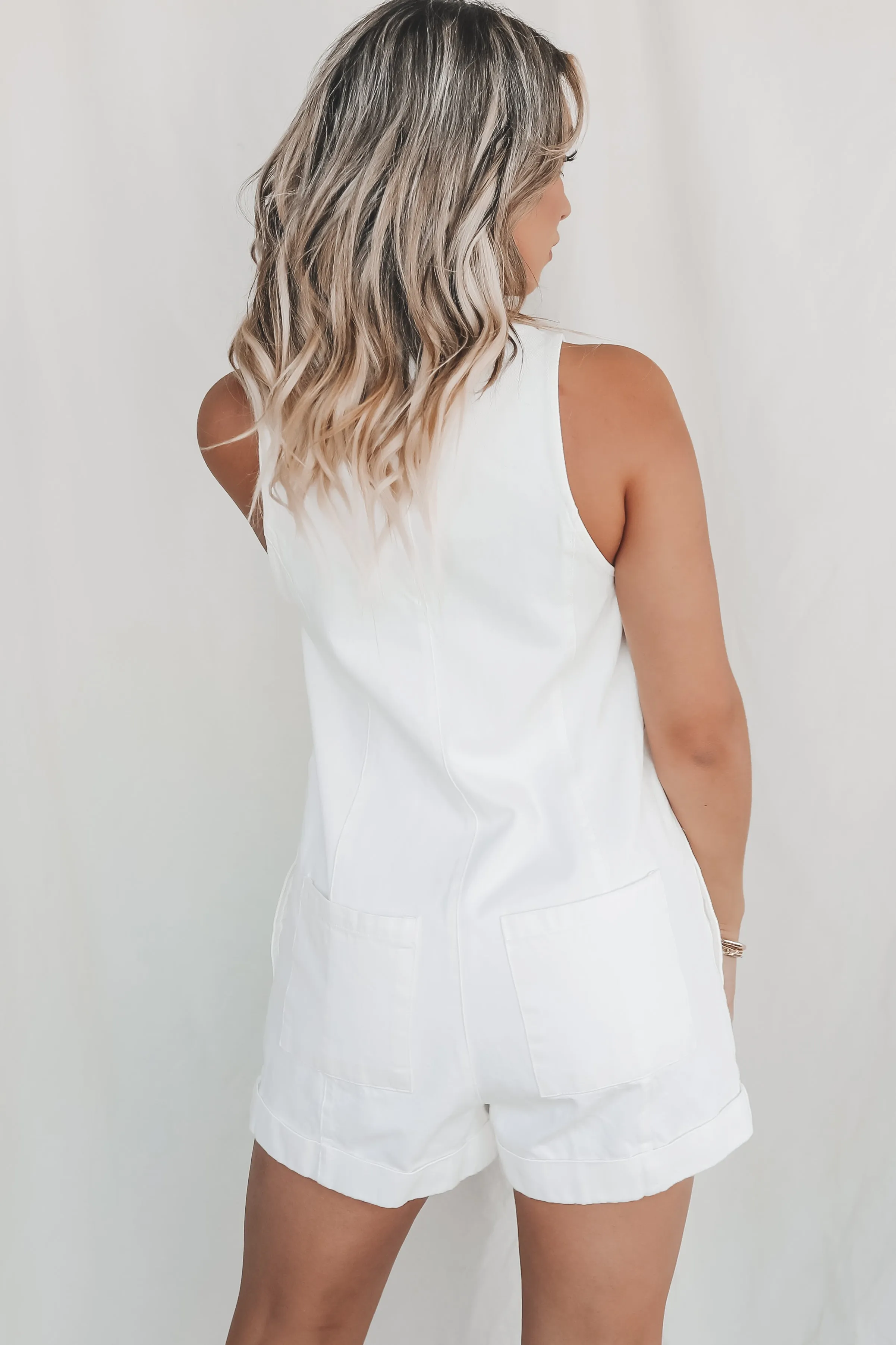 SHOW ME YOUR MUMU White Denim San Diego Romper