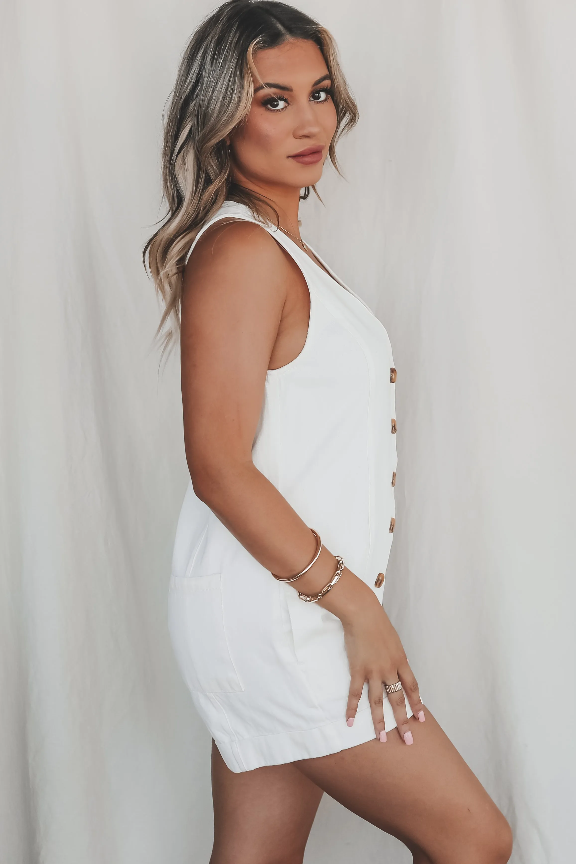 SHOW ME YOUR MUMU White Denim San Diego Romper