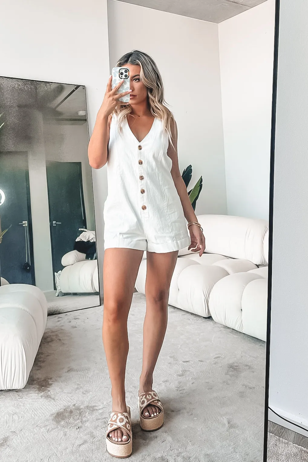 SHOW ME YOUR MUMU White Denim San Diego Romper