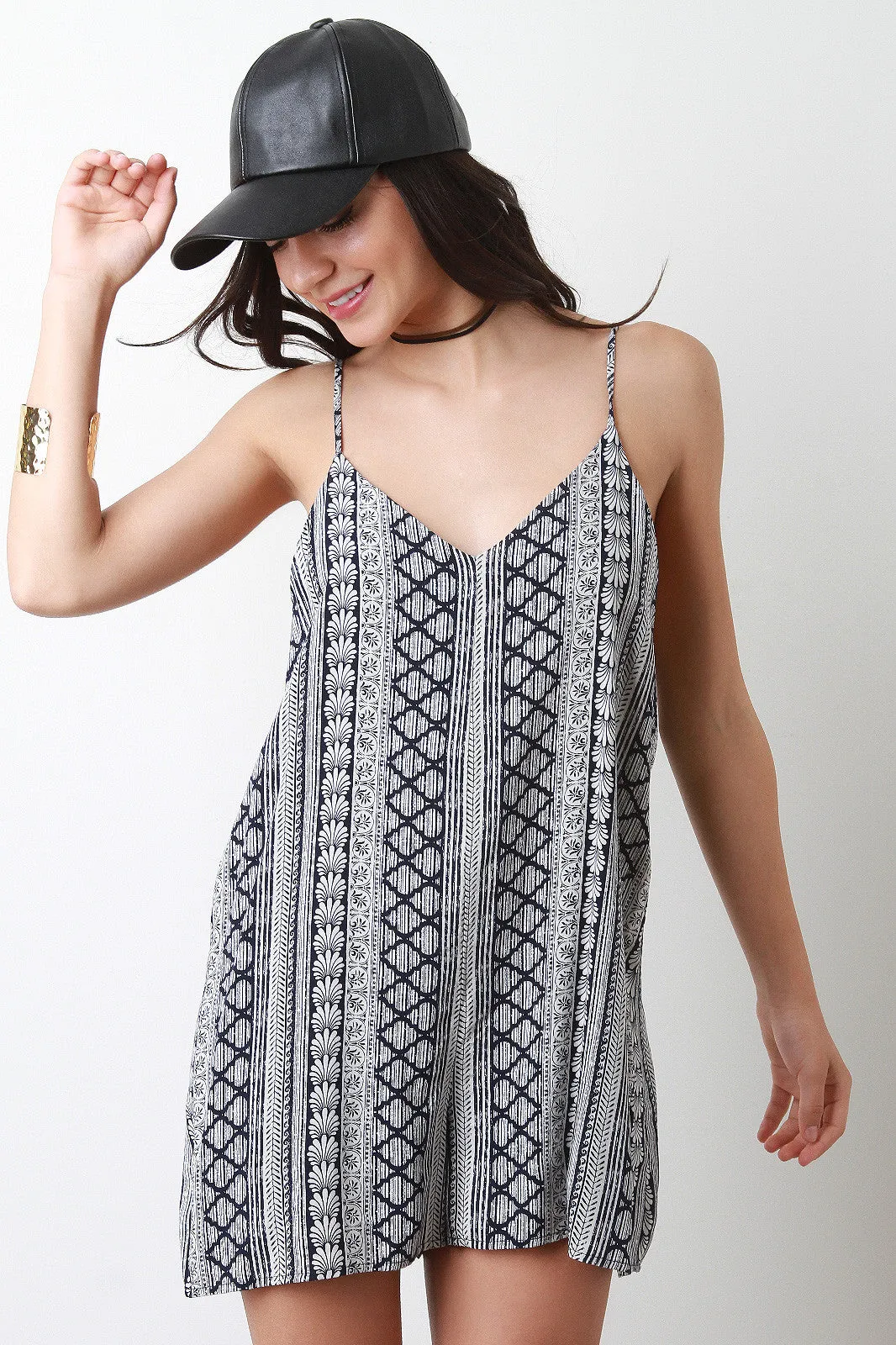 Sleeveless Printed Flowy Romper