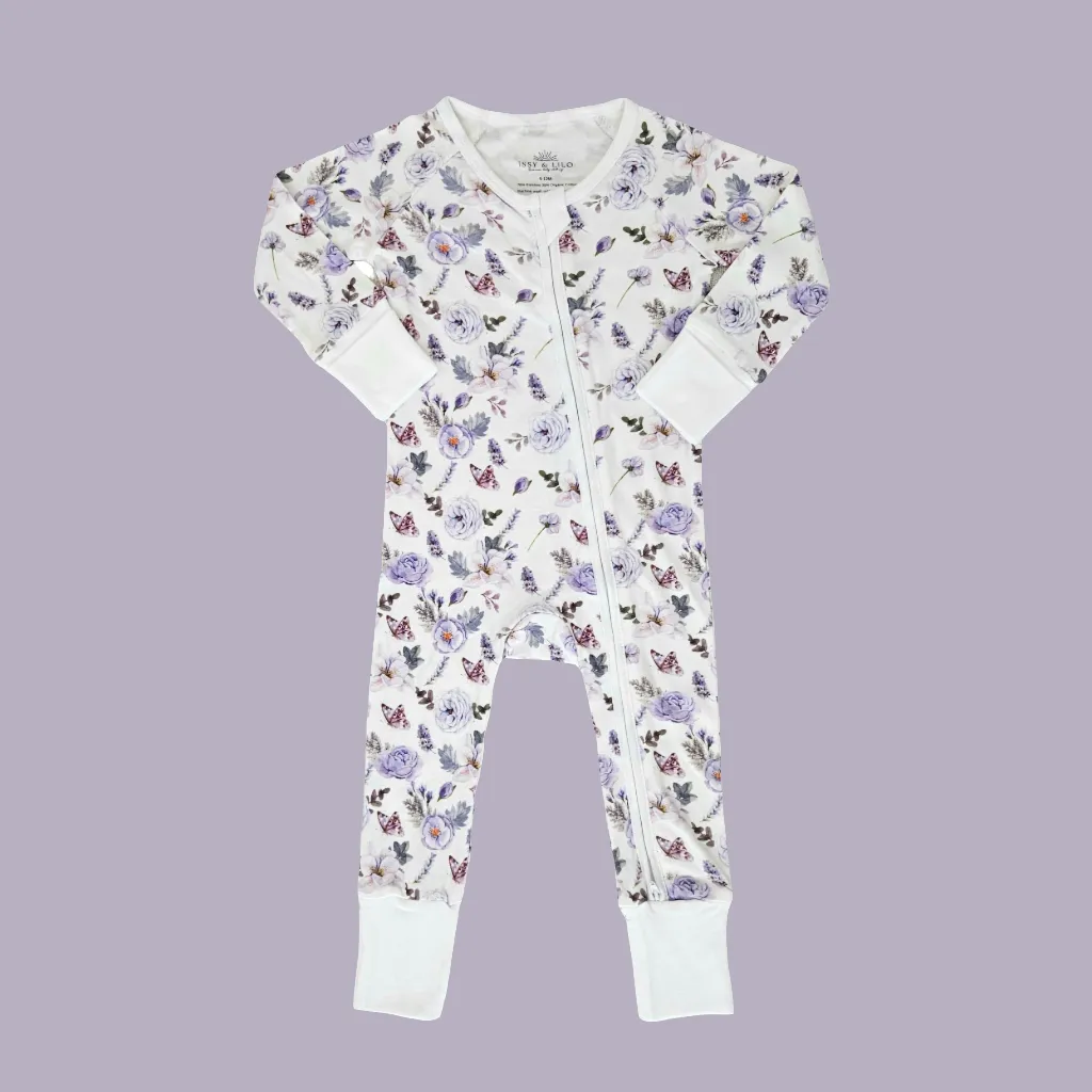 Smart Bamboo Zipper Romper - Flower Garden