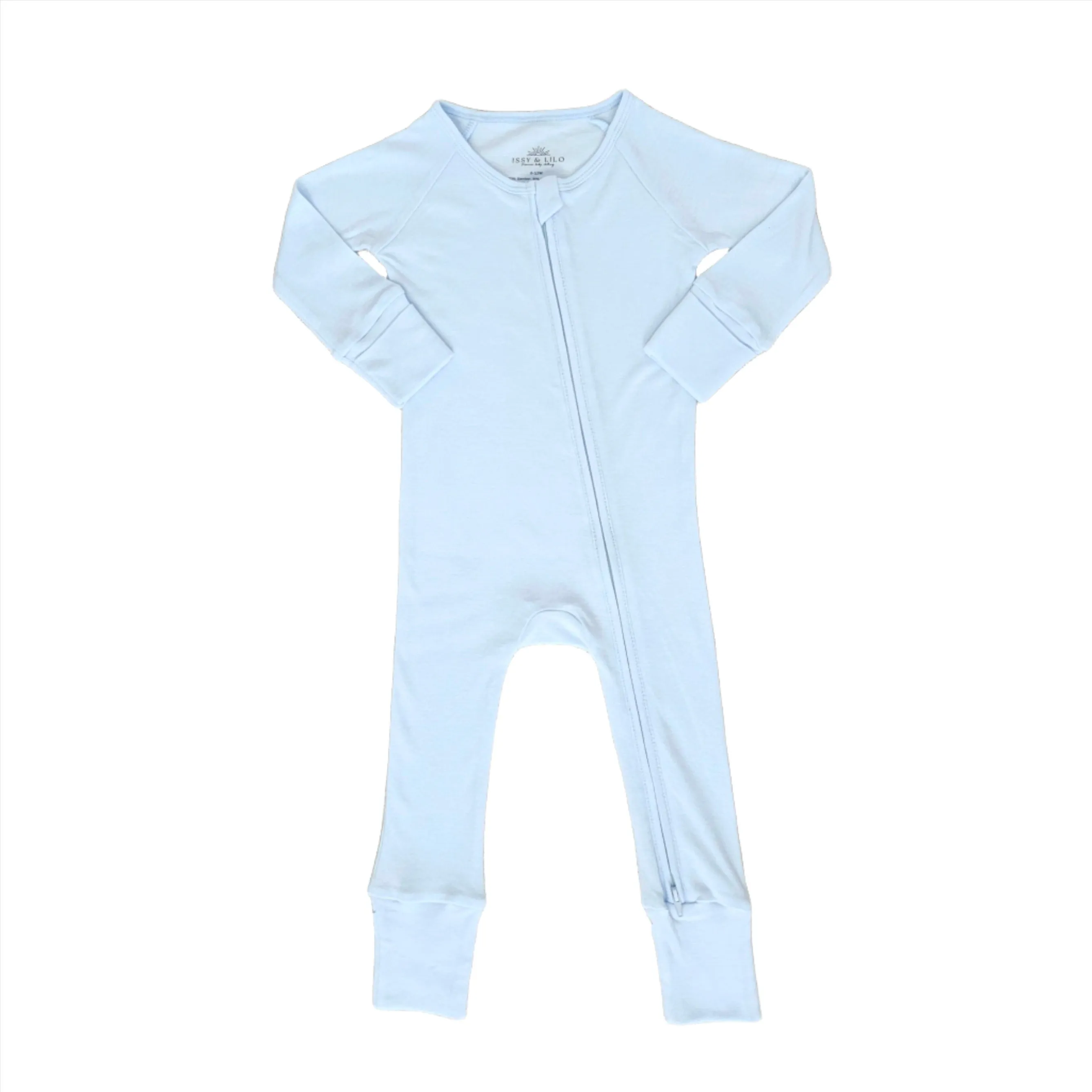 Smart Bamboo Zipper Romper - Powder Blue