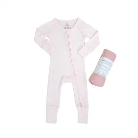 Smart Bamboo Zipper Romper   Swaddle Set - Shades of Pink (0-3 Months)