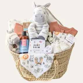 Snuggles from the Savanna New Baby Gifts Basket Personalised