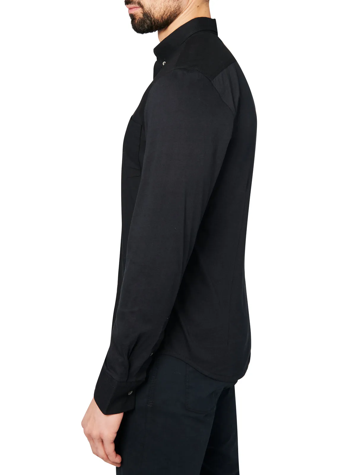 Solid Reworked Long Sleeve Shirt