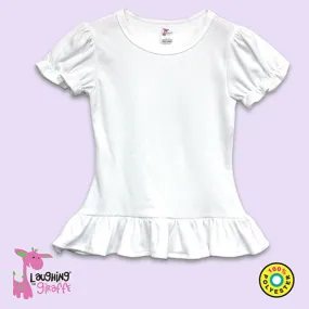 Sublimation Toddler Short Sleeve Ruffle T-Shirt – White